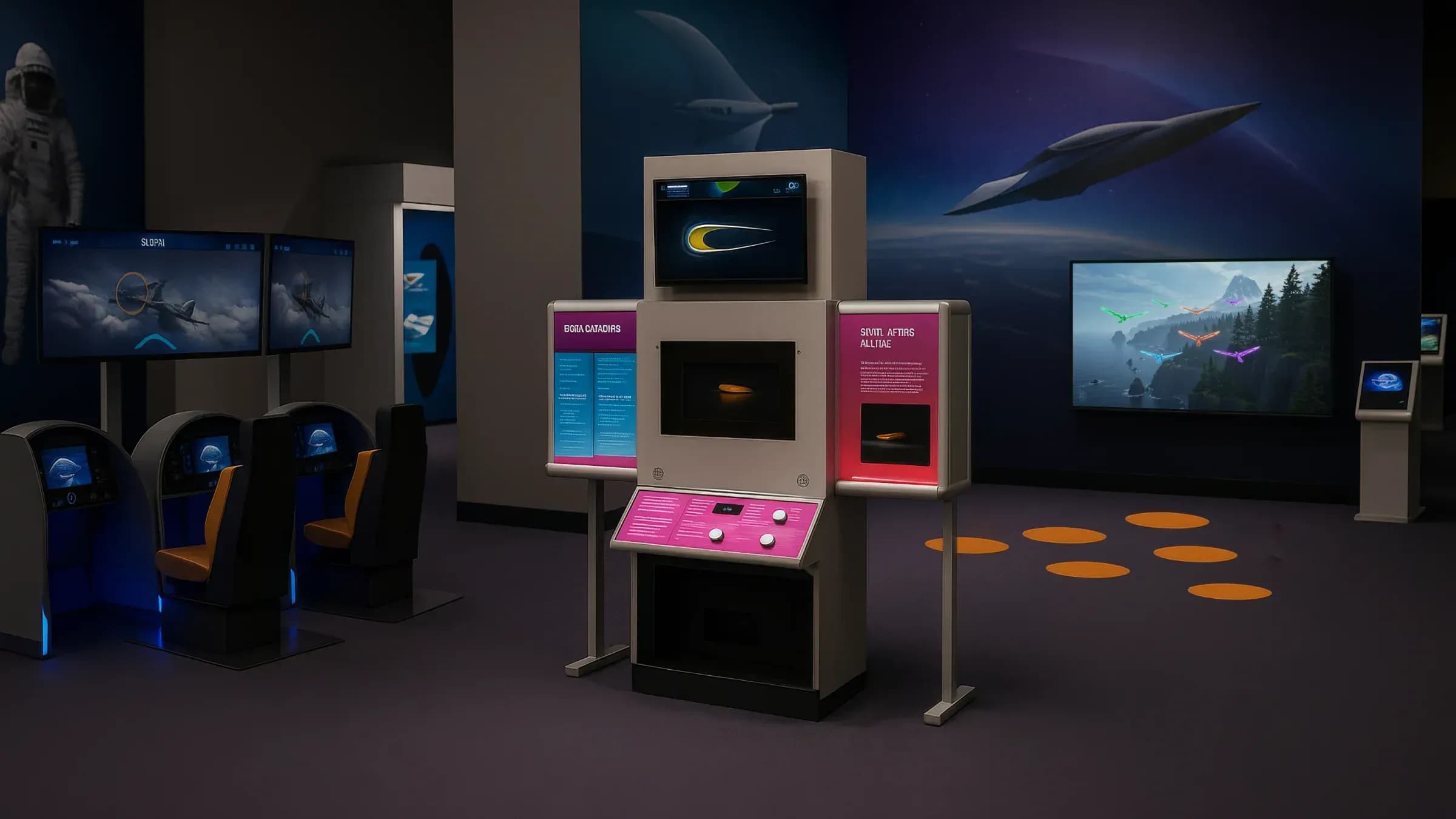 Aerospace Exhibit Case Study re-imagining, featuring a airfoil wind tunnel interactive station | CTO led projects result in high quality solutions | AI generated Illustration
